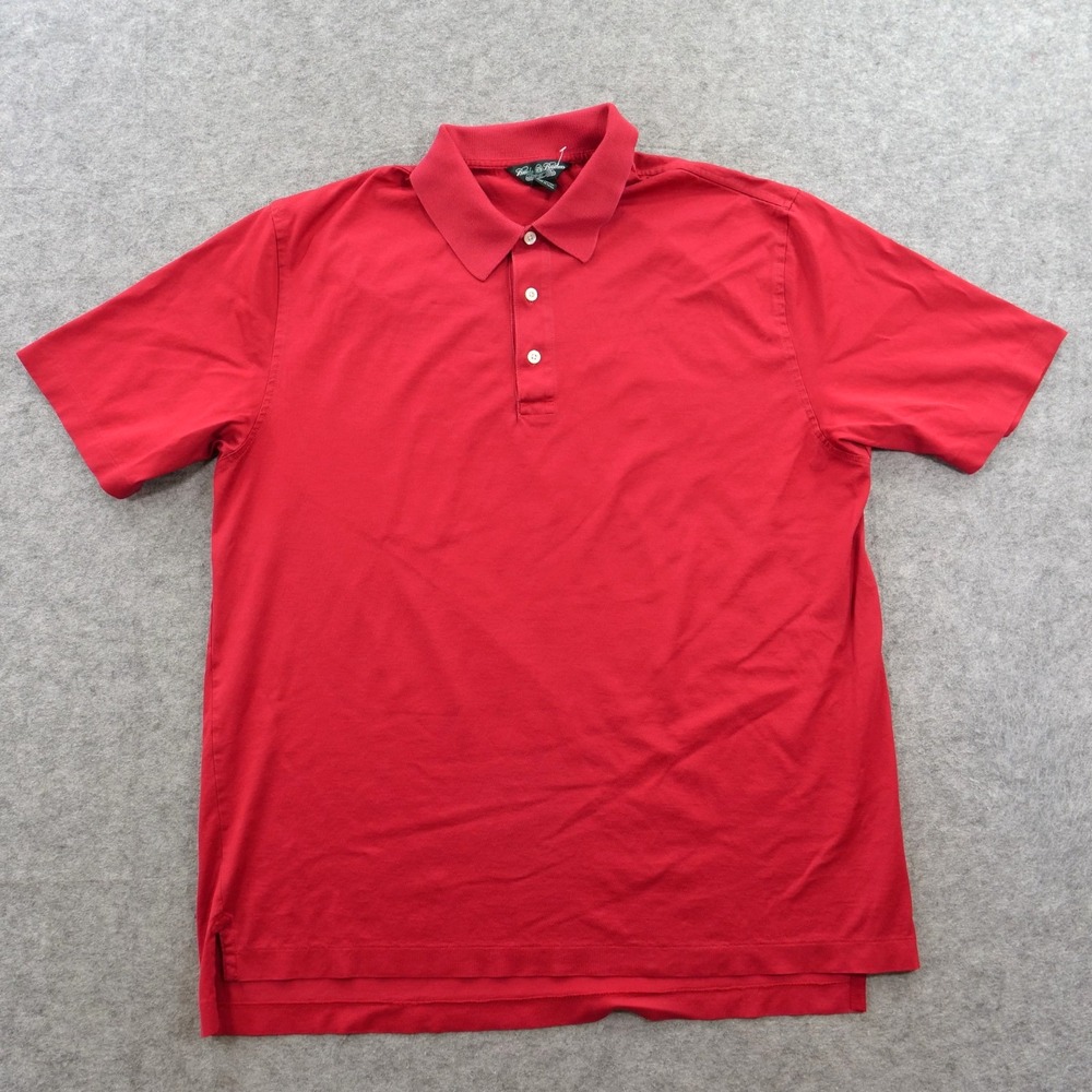 Brooks Brothers 346 Polo Mens Large Red Short Sleeve Performance Knit Preppy